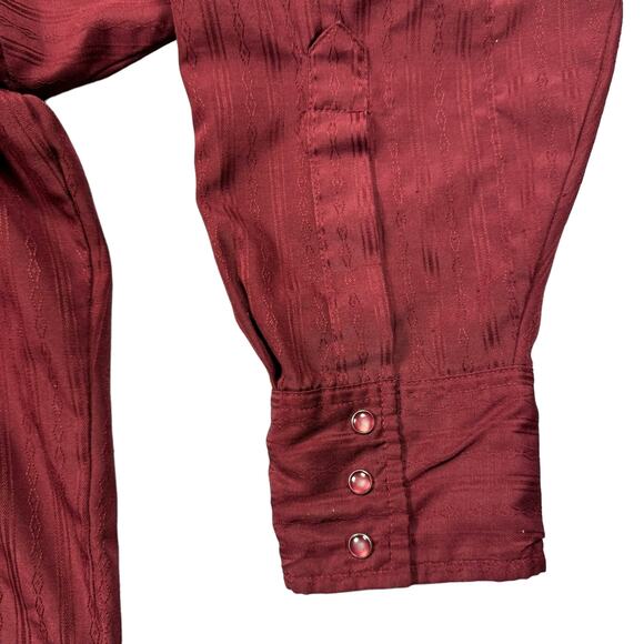Pearl Snap Western Shirt Men's XXL Ely Cattleman Vintage Red Aztec Long Sleeve - Picture 6 of 8